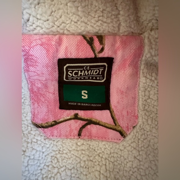 C.E. Schmidt Workwear Real Tree Sherpa Lined Pink Canvas Coat EUC Kids Small - Picture 4 of 9